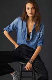 Anthropologie Denim Button Up Top