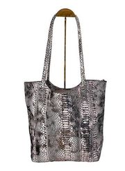 Sondra Roberts Squared Silver Black Animal Print Python Tote Shoulder Bag