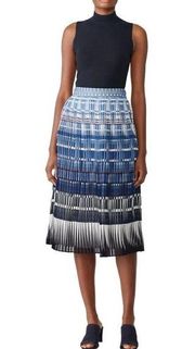 $468 KATE SPADE Beale Skirt Womens Size 6 Madison Ave Deco Blue A Line Midi FLAW