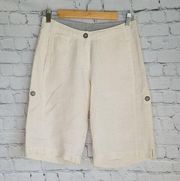 POETRY Shorts NEW Hemp Roll Tab Convertible Bermuda Size 2 Cream