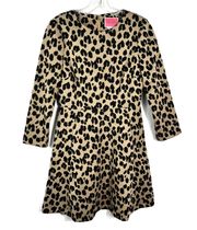 Leopard Animal Print Metallic Long Sleeve Fit & Flare Dress 2 Party