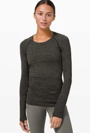 Lululemon Swiftly Tech Long Sleeve Charcoal Grey Thumb Holes Size 4