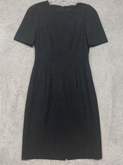 J Crew Dress Womens 0 Black Wool Fit Flare A Line Office Short Sleeve No Stretch