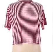 Mock Neck Striped Short Sleeve T-Shirt