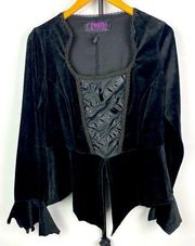 Tripp NYC Black Velvet Elvira Goth Style Long Sleeve Corset Style Blouse