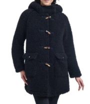 Lucky Brand Womens S Teddy Toggle Front Teddy Coat in Black NEW