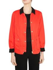 J. Crew Red Jacket with Black Collar Lightweight Twee Jacket Medium