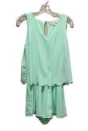 Double Zero Scalloped Romper Mint Green Size Medium