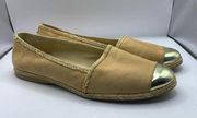 Stuart Weitzman Womens Beige Flats Nubuc Tipradille Size 9.5M Suede Used 74368