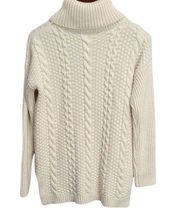 Forever21 Women's Cream Knitted Turtleneck Sweater Size Small