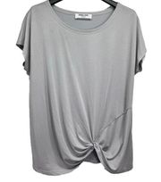 Pale Gray Knot Front Short Sleeve Top Women’s Size Large