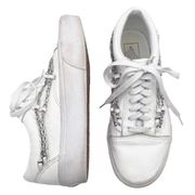 Vans  Chain Old Skool Platform Sneaker White Leather Skate Shoe Women’s Size 9