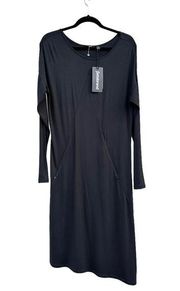 Asymmetrical Hem Sweatshirt Travel Dress Black Career Office NWT