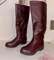 faux leather zip up Burgundy Boots size 7 Women’s NEW W/O BOX