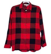 Old Navy  The Boyfriend Shirt Red & Black Plaid Flannel Button Front Shirt Small