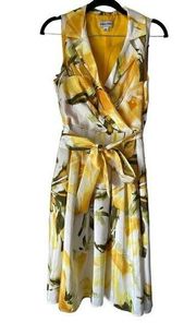 D2 Shelby & Palmer White Yellow Floral Midi Dress Size 8 Medium