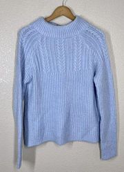 FRNCH Paris Bow Back Cable Knit Sweater M/ L Medium Large Blue