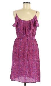 rebecca taylor Mini Dress 8 Floral Silk Cocktail Ruffle Flounce Vacation Luxury