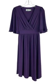 Eliza J Surplice V Neck Front Slit Dress Fit & Flare Purple Size 6P