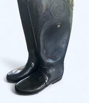 Hunter Sandhurst Carlysle Logo Tall Black Equestrian outdor/rain boots  US 8M