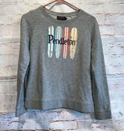 Pendleton Sweater Womens XS Gray Surf Board Classic Logo Sweatshirt Pullover