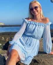 Baby Blue Mini Off The Shoulder Dress