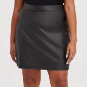 Black Coated Ponte High Waist Mini Skirt
