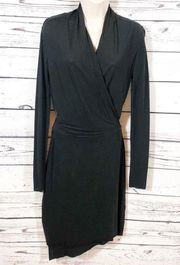 All Saints Tame Asymmetrical Faux Wrap Dress Black