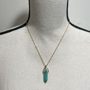 Brand New!! Turquoise taliswoman double pointed pendant on gold chain