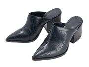 Schutz Leather Zarly Western Mule Shoe with Dustbag Black Size 7.5 NWT