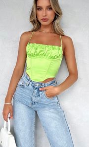 White Fox Corset Top - Lime Green