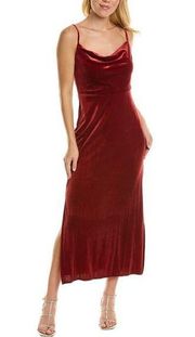 Taylor Stretch Velvet Maxi Dress in Paprika Slip Dress Draped Neck Size 2 New