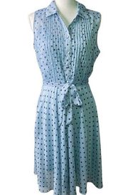 Nanette lepore Sleeveless dress Sz 6 chiffon Polka Dot Belted Pleated Fit Flare