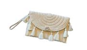 Tassel Wristlet Straw Clutch A New Day NWOT