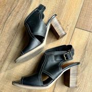 Bella Vita Heels Size 10 Women Black Leather Block Buckle Tan Shoe Ankle Booties