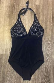 Womens Contour Black One Piece Swimsuit - 12