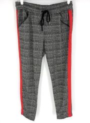 David Lerner Plaid Slim Jogger with Red Stripe Size Medium