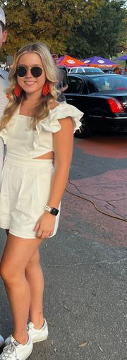 White jean romper 