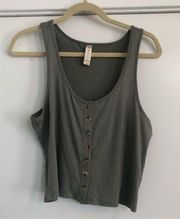 Altar'd State  women’s large olive green khaki ribbed racer back crop top tank