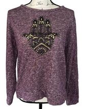 Lucky Brand Hamsa Hand purple sweatshirt large