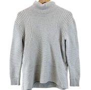 Vince Camuto Womens Turtleneck Sweater Gray Cotton Ribbed Minimalist Size S