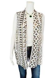 Tart Open Front Sequin Vest Geometric White Graphic Sequin 3X