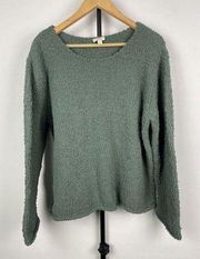 J. Jill Soft Green Boucle Marled Knit Pullover Sweater Top Sz L