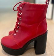 Red Platform Boots