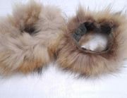 Real Fur Cuffs For Coat Brown Tan Button On for Jacket Gloves Dress Hair Crafts