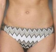 NEW NWT PERRY ELLIS Brown Tan White Chevron Crochet Knit Y2K Bikini Bottom Small