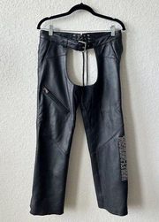 Genuine Leather Riding Motorcycle Biker Chaps