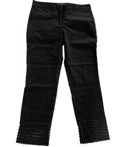 ZARA  Pants Womens Medium Black Crotchet Ankle Mid Rise Dress Slim Trouser Cotton