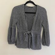 Elie Tahari Gray Cardigan Sweater Tie Front