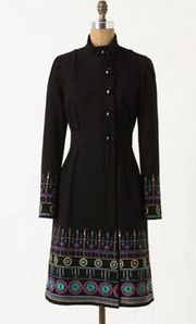 Plenty By Tracy Reese Black Embroidered Wool Coat